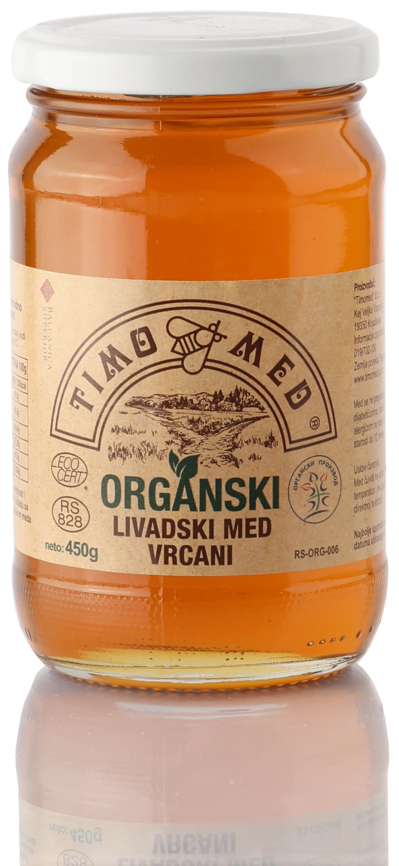 Vrcani livadski med (organski proizvod) 450 g Timomed